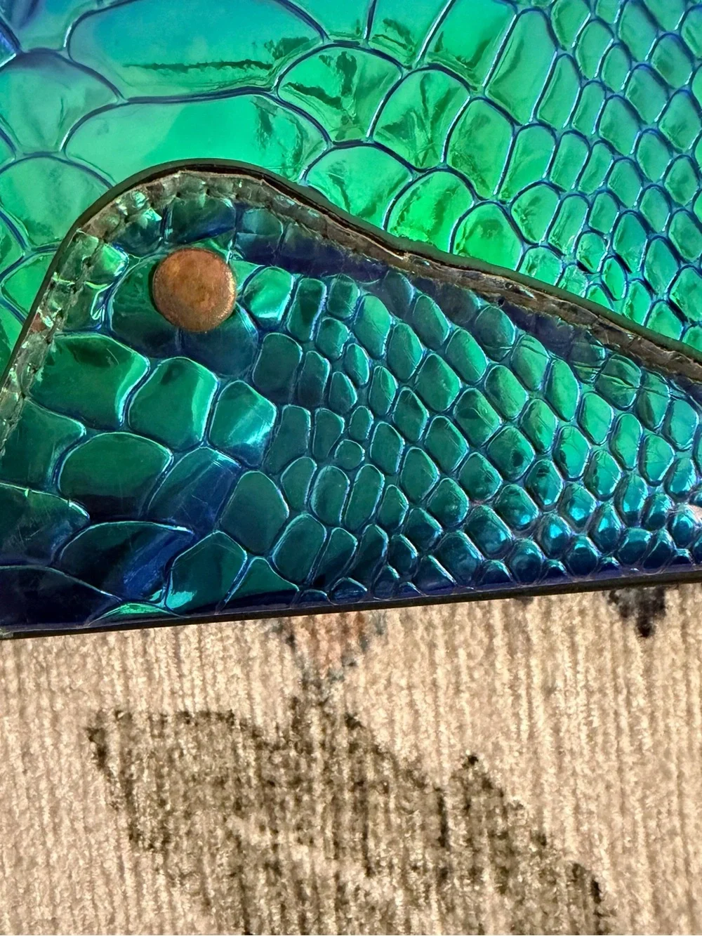Bandolier Iridescent Teal Blue Snake-Embossed Wallet & Chain Set 13 Pro Max